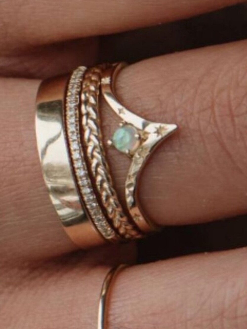 Bluboho 14k Solid Yellow Gold Fortuity Opal Ring